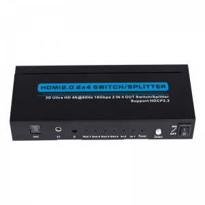 V2.0 Obsługa przełączników \/ rozdzielaczy HDMI 2x4 3D Ultra HD 4Kx2K @ 60Hz HDCP2.2