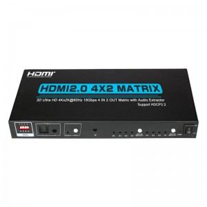 Obsługa matrycy V2.0 HDMI 4x2 Ultra HD 4Kx2K @ 60Hz HDCP2.2 18 Gb \/ s Z ekstraktorem audio