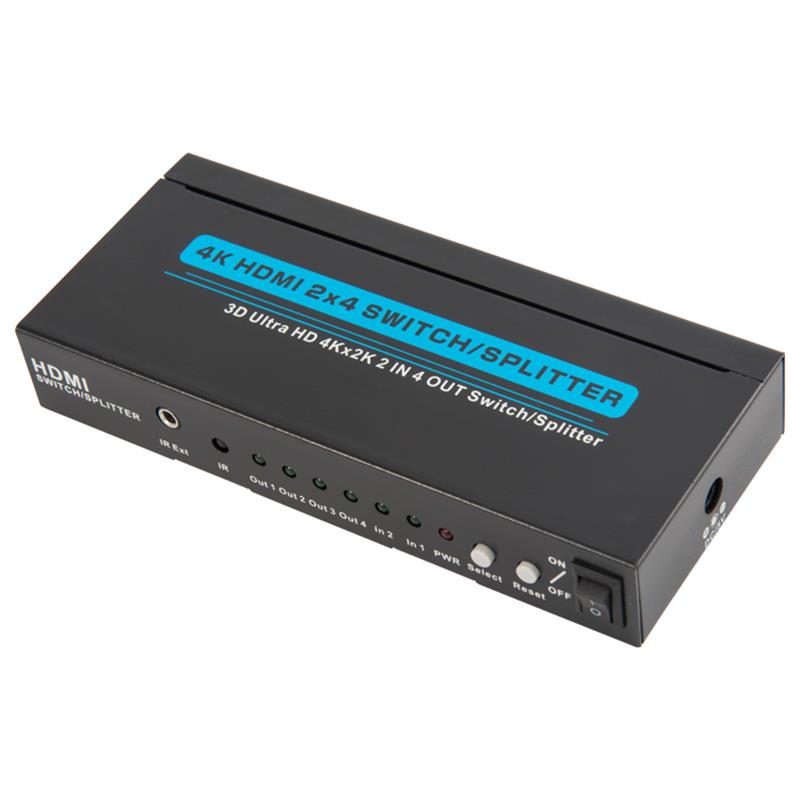 Obsługa przełączników \/ rozgałęźników 4K \/ 30Hz HDMI 2x4 3D Ultra HD 4Kx2K \/ 30Hz