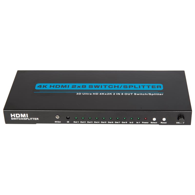 Obsługa przełączników \/ rozgałęźników 4K \/ 30Hz HDMI 2x8 3D Ultra HD 4Kx2K \/ 30Hz