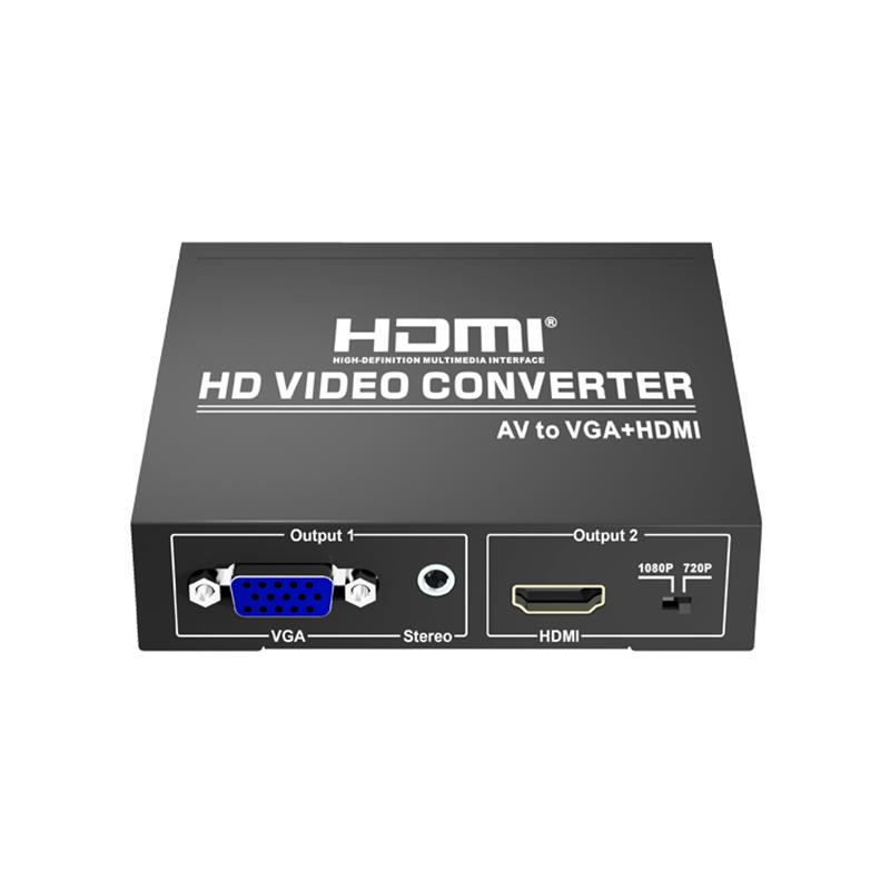 Konwerter AV do VGA + HDMI Up Scaler 720P \/ 1080P