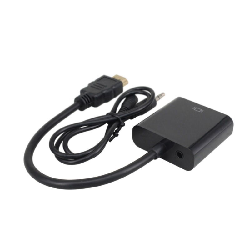 1080P HDMI do VGA 15cm Cable z 3,5mm audio White/Black Color