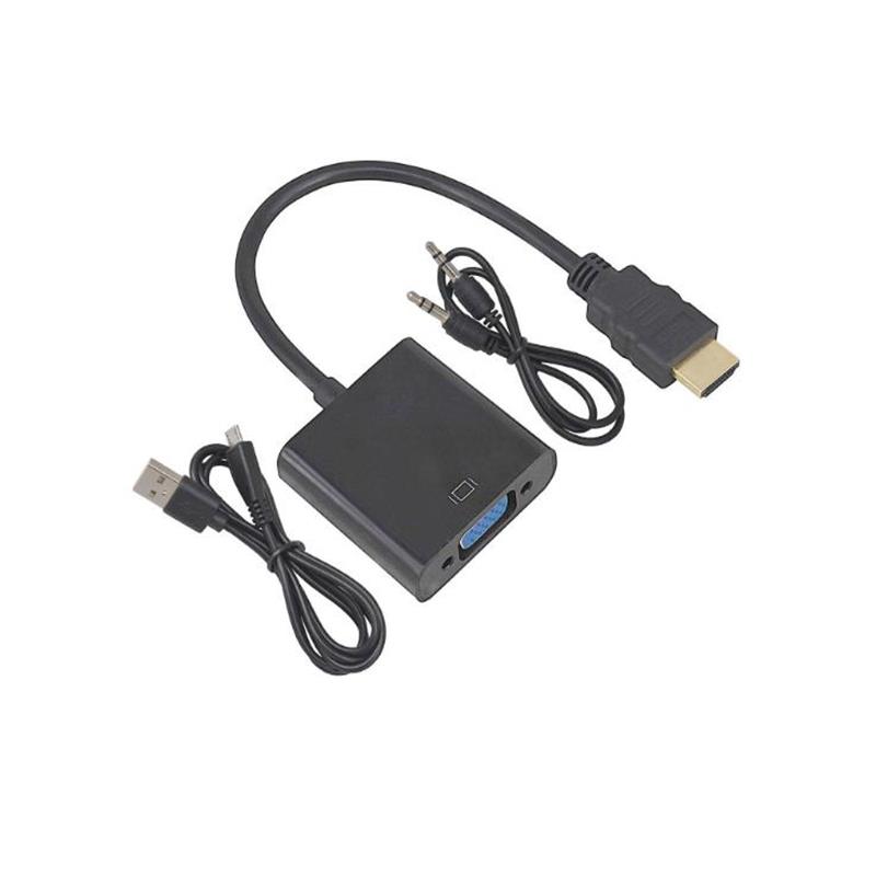 1080P HDMI do VGA 15cm Kabel z 3,5mm audio, Mikro USB do ładowania